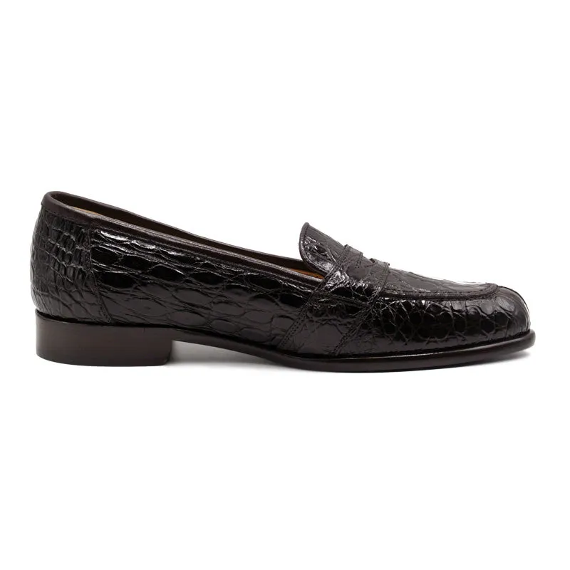 11-119-NIC TUSCANY Crocodile Penny Loafer, Nicotine