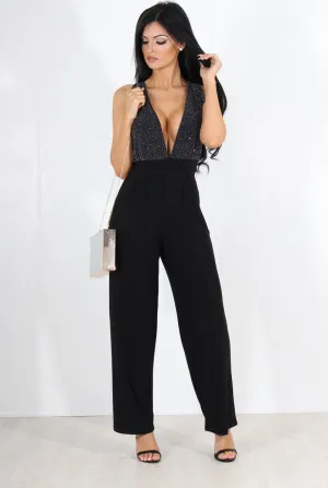 Cinder Black Glitter Jumpsuit