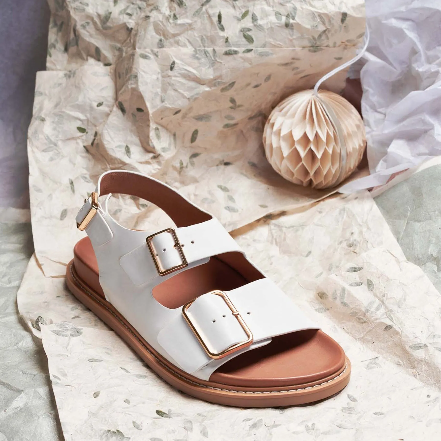 DEANA TRIPLE BUCKLE SANDALS LEATHER