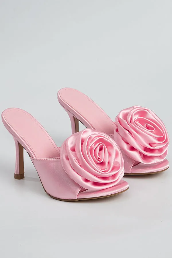 Elegant Solid Color Flower High Heels