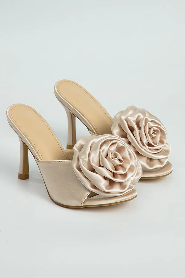 Elegant Solid Color Flower High Heels