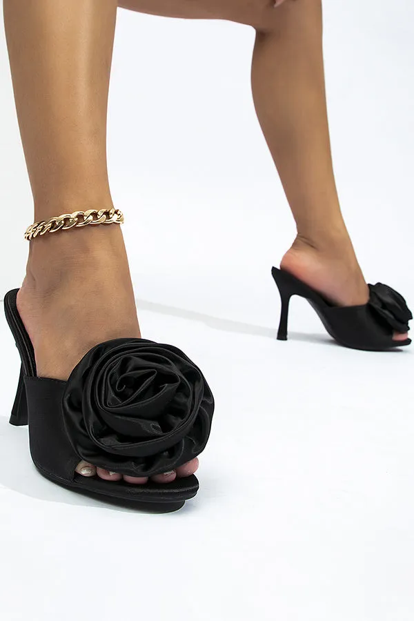 Elegant Solid Color Flower High Heels