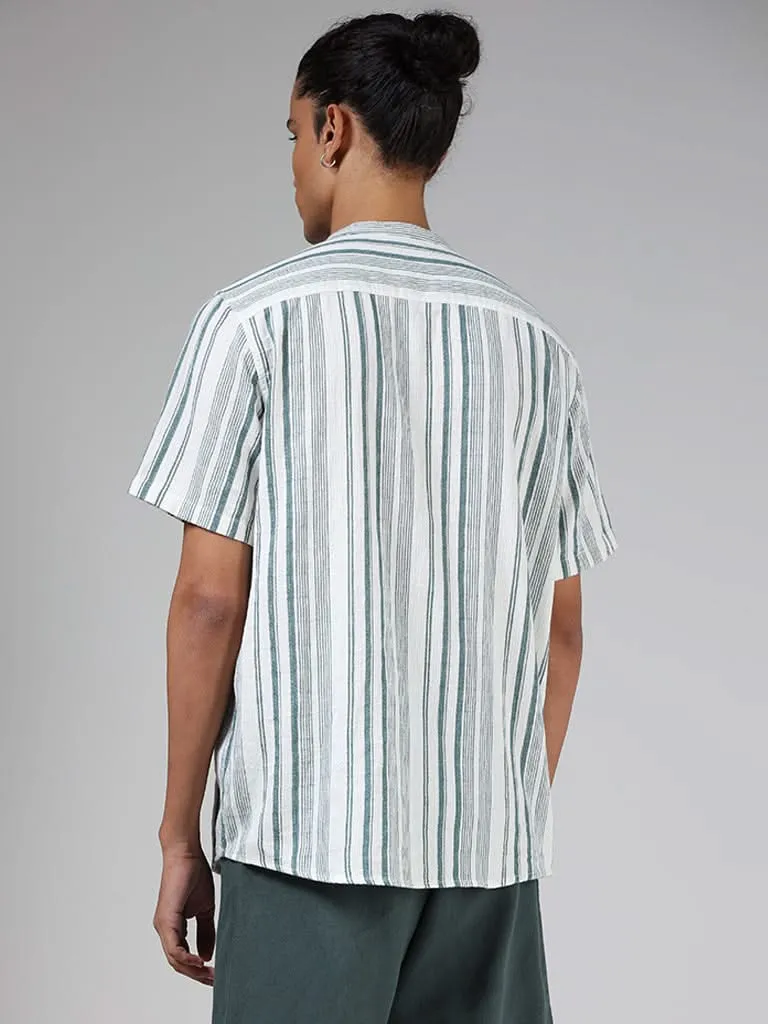 ETA Teal & White Striped Cotton Resort-Fit Shirt