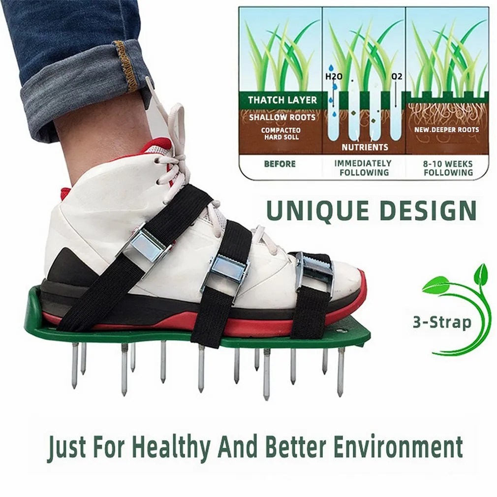 Garden Lawn Aerator Shoes Spiked Sandals with Adjustable Straps