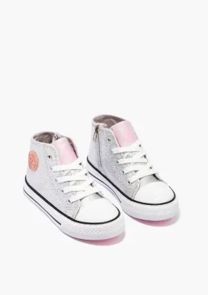 Glitter silver high top sneaker