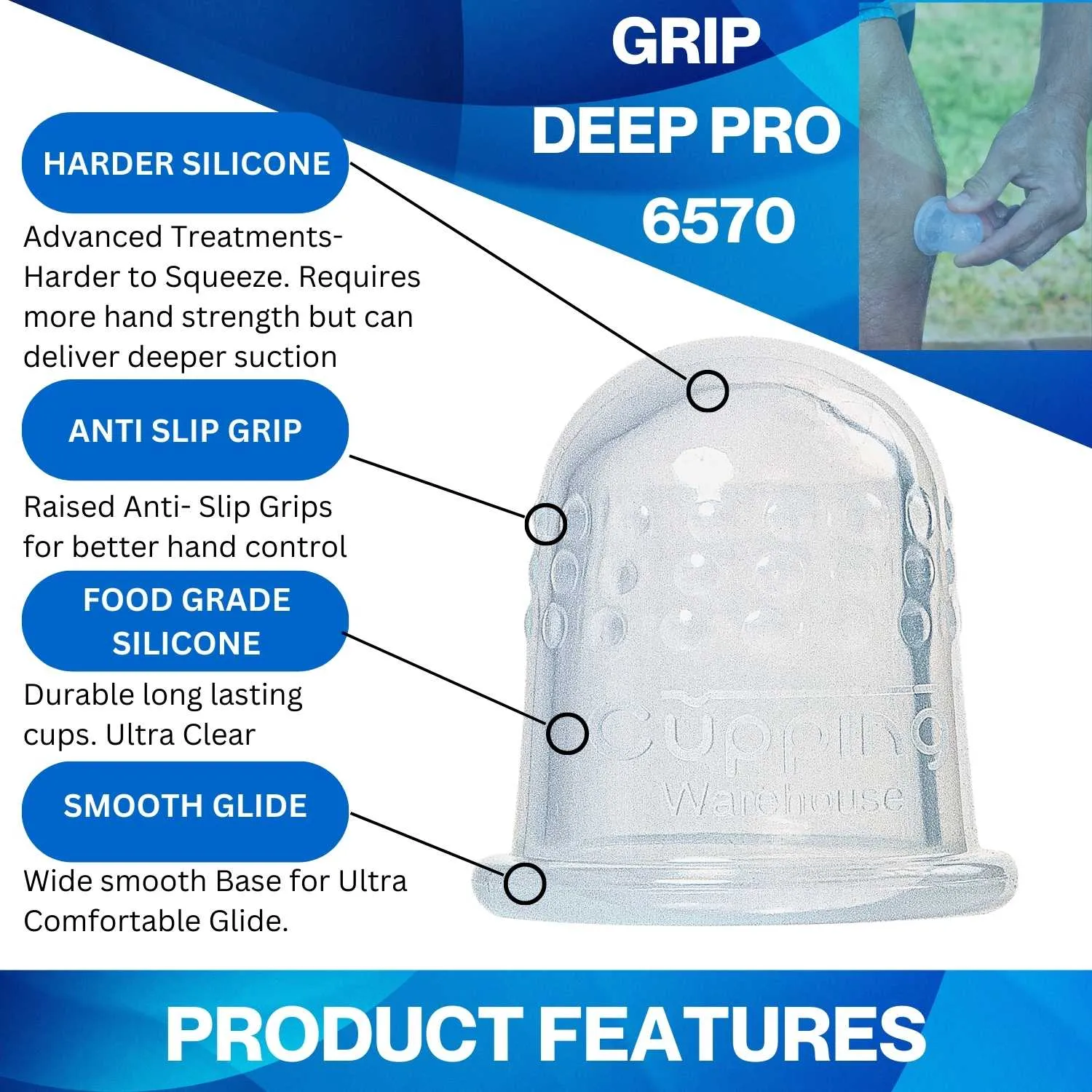 GRIP DEEP PRO 6570- Professional Face and Body Cupping Set -Harder Silicone