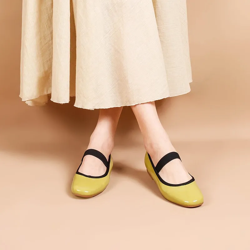 Handmade Patent Leather Mary Jane Flats For Women Round Toe Mori Style