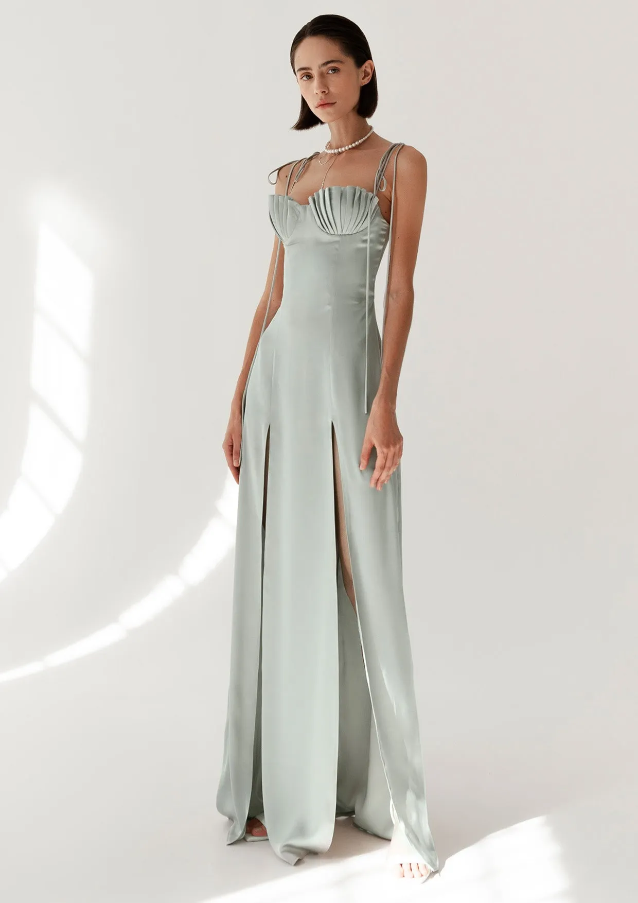 Mermaid Satin Corset Maxi Dress