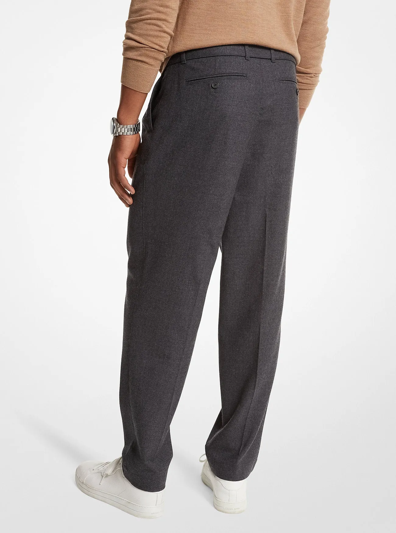 Michael Kors Stretch Wool Flannel Belted Pants