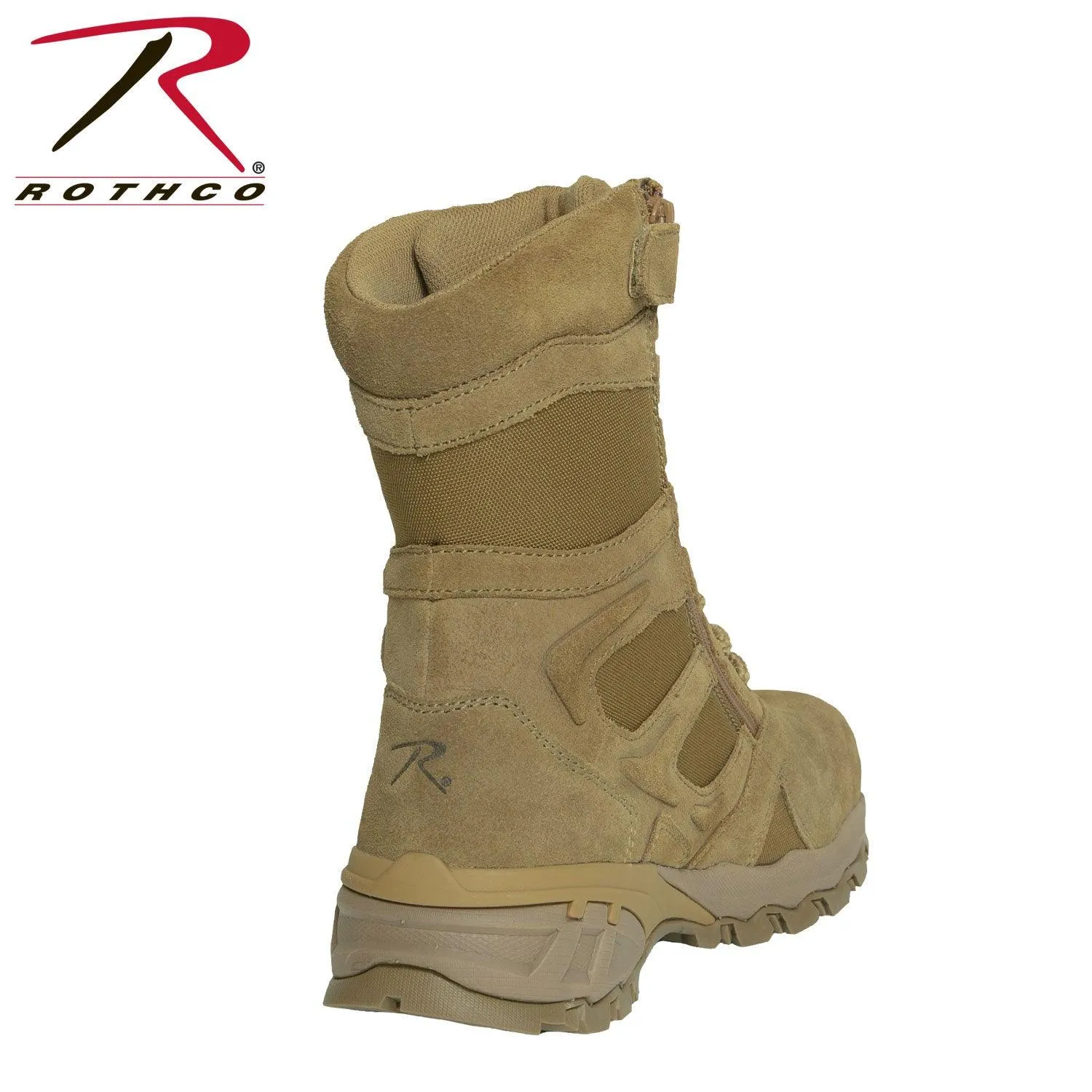 Rothco Forced Entry Composite Toe AR 670-1 Coyote Brown Side Zip Tactical Boot - 8 Inch