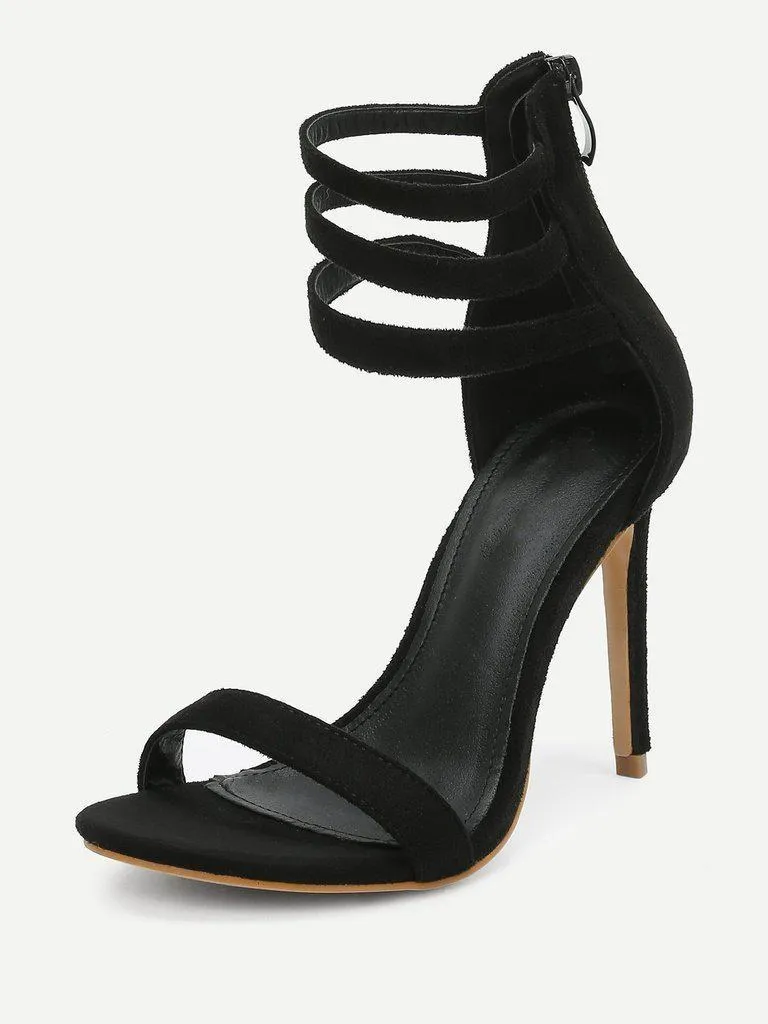 Strappy Design Suede High Heels