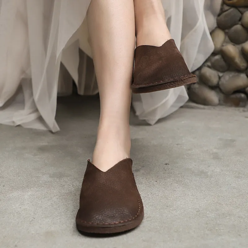 Women'S Slippers Leather Sandals  Flats Casual Slip On Shoes Brown/Coffee